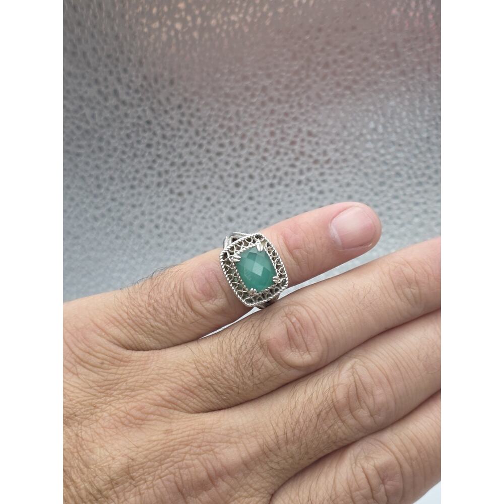GABRIEL & CO. STERLING SILVER 925 GREEN CHALCEDONY RING SIZE 7 - Picture 4 of 15